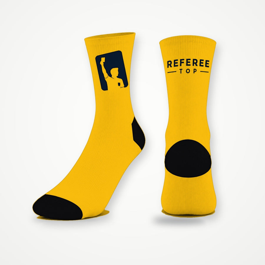 Calcetines técnicos de árbitro Referee Top amarillos con talón y puntera negros