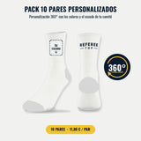 Pack de 10 calcetines de árbitro personalizados, personalización 360° con los colores y el escudo del comité